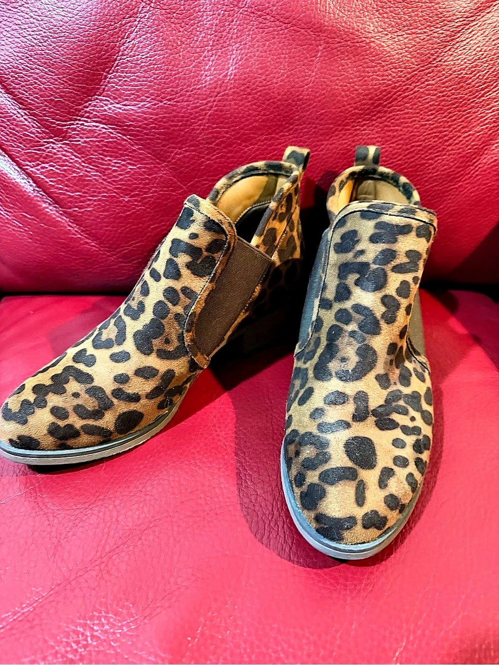 Leopard Print Ankle Boots US 9